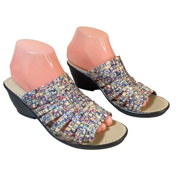 Bernie Mev Shoes - Bernie Mev Multi-Color Woven Elastic Wedge Sandal Shoes Women's EU 39 W's 8